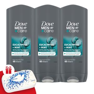 Dove Men+Care sprchovací kúpeľ Eukalyptus a mäta 3x400ml + darček...