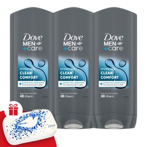 Dove Men+Care Sprchový kúpeľ Clean Comfort 3x400ml + darčeková ma...