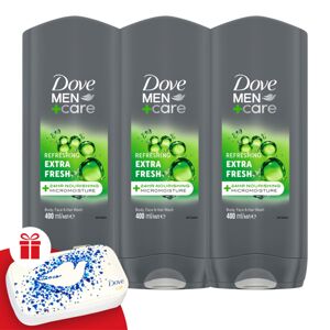 Dove Men+Care sprchový gél Extra Fresh 3x400ml + darčeková sada n...