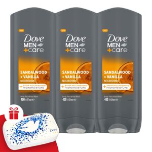Dove Men+Care Pánsky sprchový gél Sandalwood + Vanilla 3x400ml +...