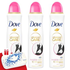 Dove Advanced Care dámsky dezodorant Invisible Care 3x150ml + dar...