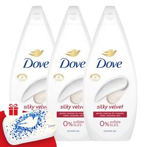 Dove Silky Velvet krémový kúpeľ 3x720ml + darčeková manikúrová sada