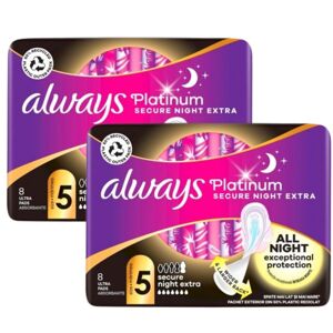 Always Platinum Secure Night Extra hygienická vložka 2x8ks