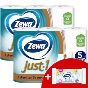 Zewa Just1 5-vrstvový toaletný papier 2x6 roliek + darčekový vlhč...