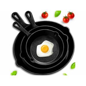 Retoo 3-dielna súprava liatinových panvíc - čierna