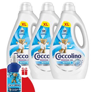 Coccolino White Liquid Washing Gel 3x2,72L - 204 praní + darček C...