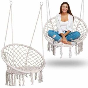 Polohovateľné kreslo Sofotel Boho macramé, 150 kg - béžová
