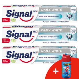 Zubná pasta Signal Family Daily White 3x75ml + darčeková fľaša