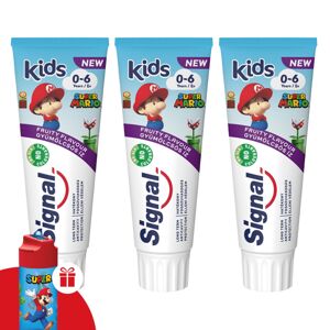 Signal Kids Super Mario ovocná zubná pasta 3x75 ml + darčeková fľaša