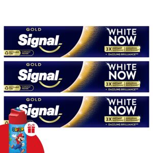 Zubná pasta Signal White Now Gold 3x75ml + darčeková fľaša