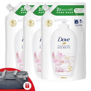 Náplň tekutého mydla Dove Glowing 3x500ml + darčeková športová ta...