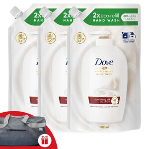Náplň do tekutého mydla Dove Silk 3x500ml + darčeková športová ta...