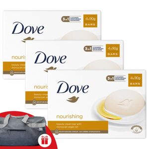 Krémové mydlo Dove Nourishing 12x90g + darčeková športová taška Dove