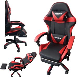 Hráčske kreslo PRO-X s masážnou funkciou a opierkou na nohy - čie...