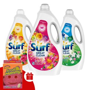 Balenie tekutého pracieho gélu Surf 3x3L - 180 praní + darčeková...
