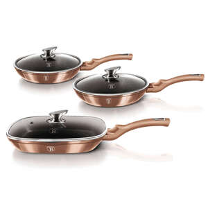 Sada 3 mramorových panvíc s pokrievkou Rose Gold Berlinger Haus BH 6195