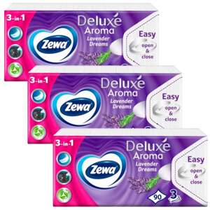 Zewa Deluxe 3-vrstvové papierové vreckovky - Lavender Dreams 3x90ks