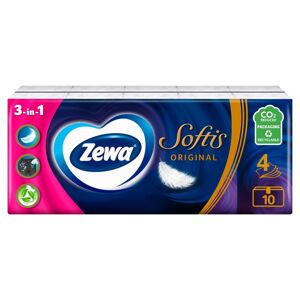 Zewa Softis Original 4-vrstvové Papierové vreckovky - Bez vône 10x9 ks