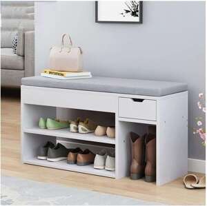SmileHOME by Pepita drevená skrinka na topánky s lavičkou - white-grey