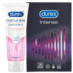 Balenie kondómov Durex Intense Orgasmic a lubrikantu Naturals Sensitive