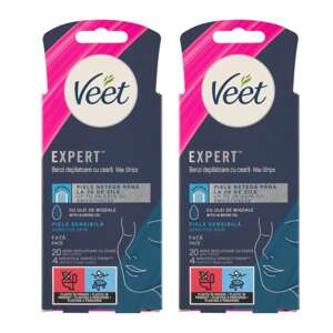 Veet Easy-Gel Cold Resin Strips na citlivú pokožku, tvár 2x20ks