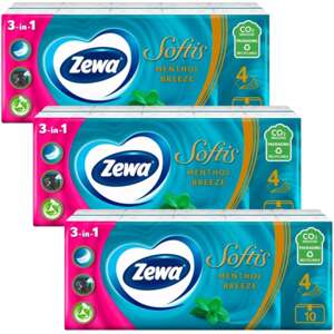 Zewa Softis 4-vrstvové papierové vreckovky - mentolový vánok 30x9...