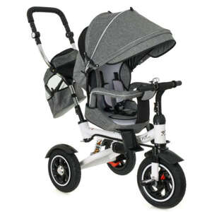 Ikonka Trike Fix V3 360° otočná trojkolka s naklápacím operadlom - sivá