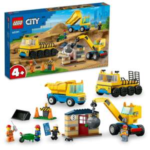 LEGO® City Veľké vozidlá Stavebné autá a žeriav s demolačnou guľou 60391