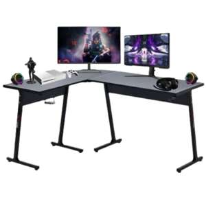 Pepita Xtreme Gamer rohový stôl 112x147cm - čierno-sivá