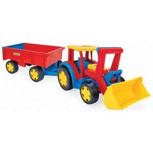 Obrovský traktor Wader s prívesom - modro-červená