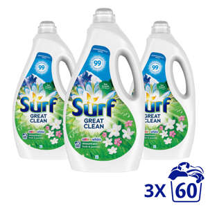 Surf Prací gél Mountain Fresh & Jasmine 180 pracích dávok 3x3l